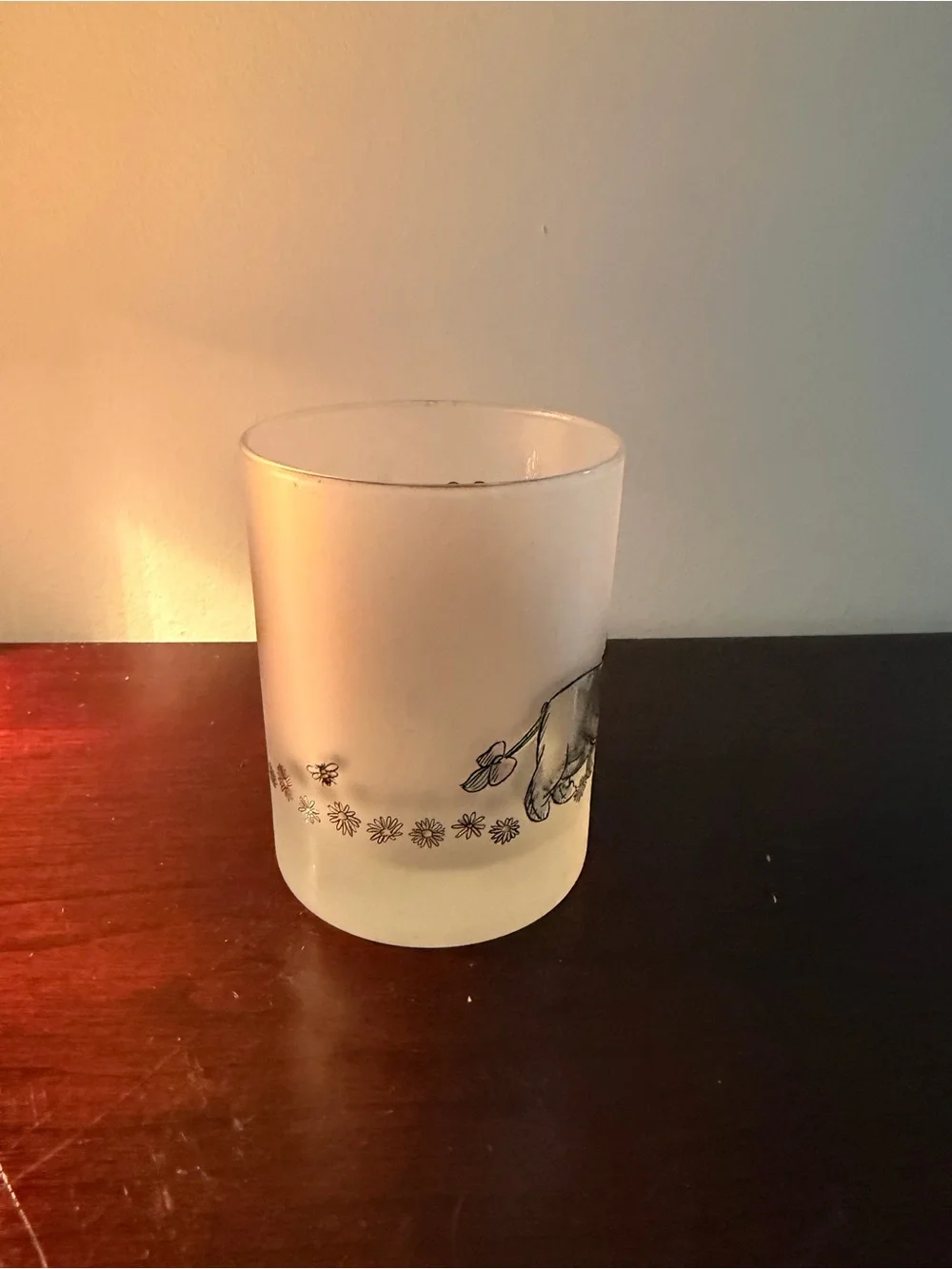 Disney Winnie the Pooh Frosted Glass Tumbler Eeyore Piglet Tigger Cup